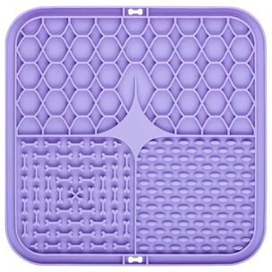 Inspire Select Silicone Pet Lick Mat Slow Feeder Suction Cup Food Training Plate For Dog Bathing, Anxiety Relief & Healthy Eating purple
