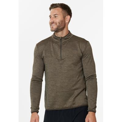 Langarmshirt ENDURANCE "LEDGER", Herren, Gr. S, braun (braun, meliert), 92% Polyester, 8% Elasthan, unifarben, lang, ohne Ausschnitt, Shirts Langarmshirt, mit sportlichen Funktionen