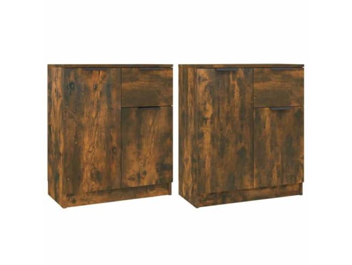 GHVBNMF Sideboards 2 STK. Räuchereiche 60x30x70 cm Holzwerkstoff Vielseitiges 2er Set Beistellschränke aus Holzwerkstoff in Räuchereiche für Wohnzimmer und Schlafzimmer.