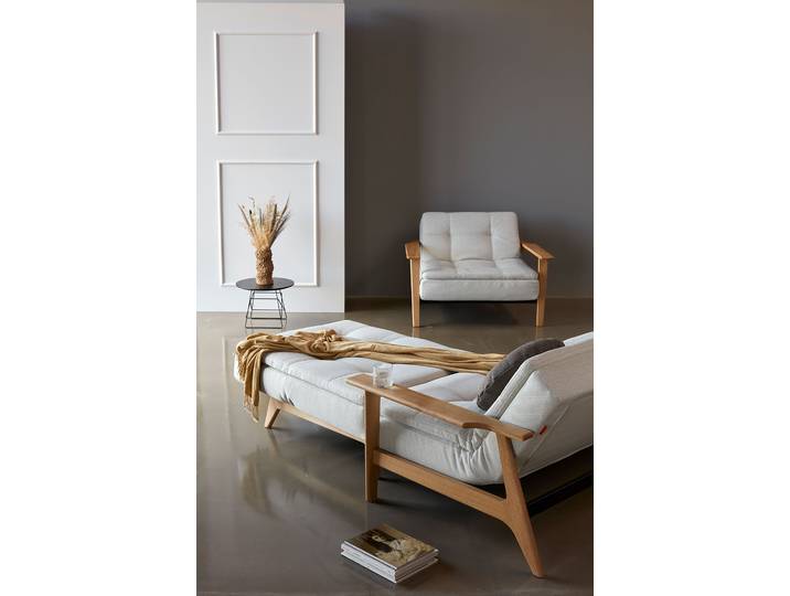 Schlafsofa Blau/Kaschmir Stoff Mixed Dance 232 x 82 x 99cm mit Schlaffunktion Eiche Hell Modern