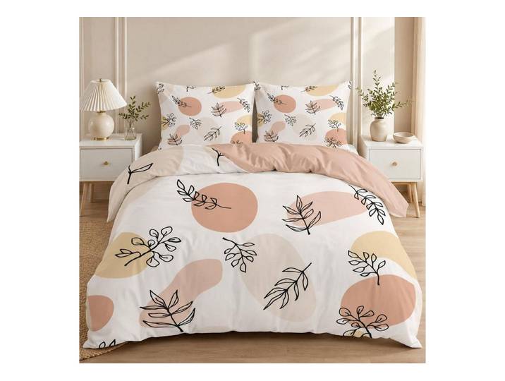 LuxusKollektion Kinderbettwäsche Bettwäsche 140x200cm 3-teilig Braune Pflanze