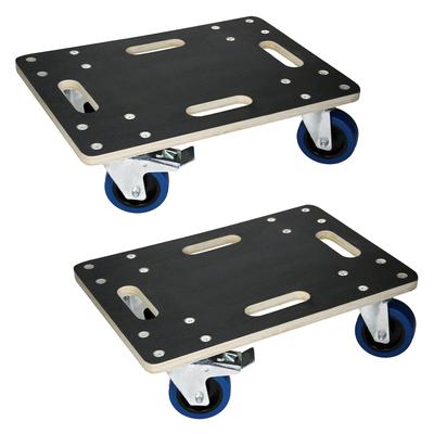 ECD Germany 2er Set Transportroller 35x50 cm mit Feststellbremse, bis 800 kg, Siebdruckplatte & PP-Räder, Rollbrett Möbelroller Transporthilfe Umzug