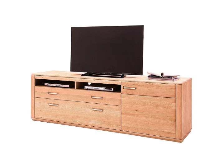 TV-Lowboard - 224 cm Front: Massivholz Kernbuche, geölt Korpus: Spanplatte, furniert Holz 224 x 70 x 51cm
