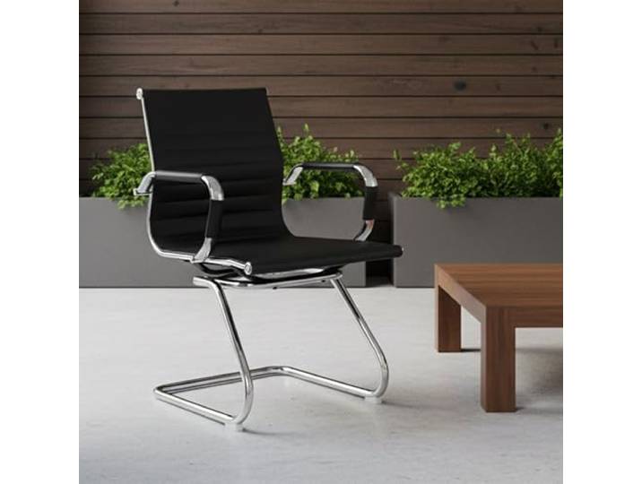 Dmora - Stuhl Kurow, Wartezimmersitzgelegenheit mit Armlehnen für das Büro, Ergonomischer Wartesitz, 62x54h89 cm, Schwarz