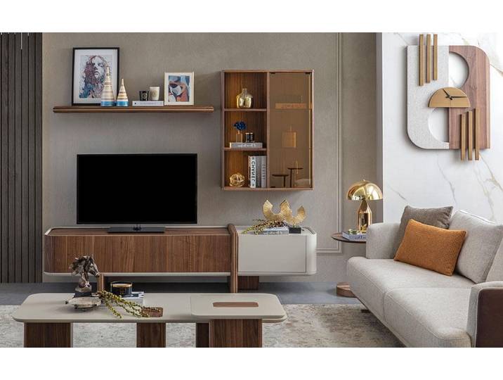 Xlmoebel Wohnwand Elegantes Designer-Wohnregal mit hochwertiger Verarbeitung, (2-St., Wohnwand), Hergestellt in Europa