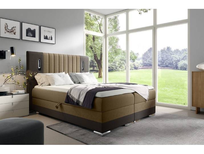MF Design Boxspringbett Boxspringbett VIVIEN mit Bettkasten und Federautomatik, Vorhanden