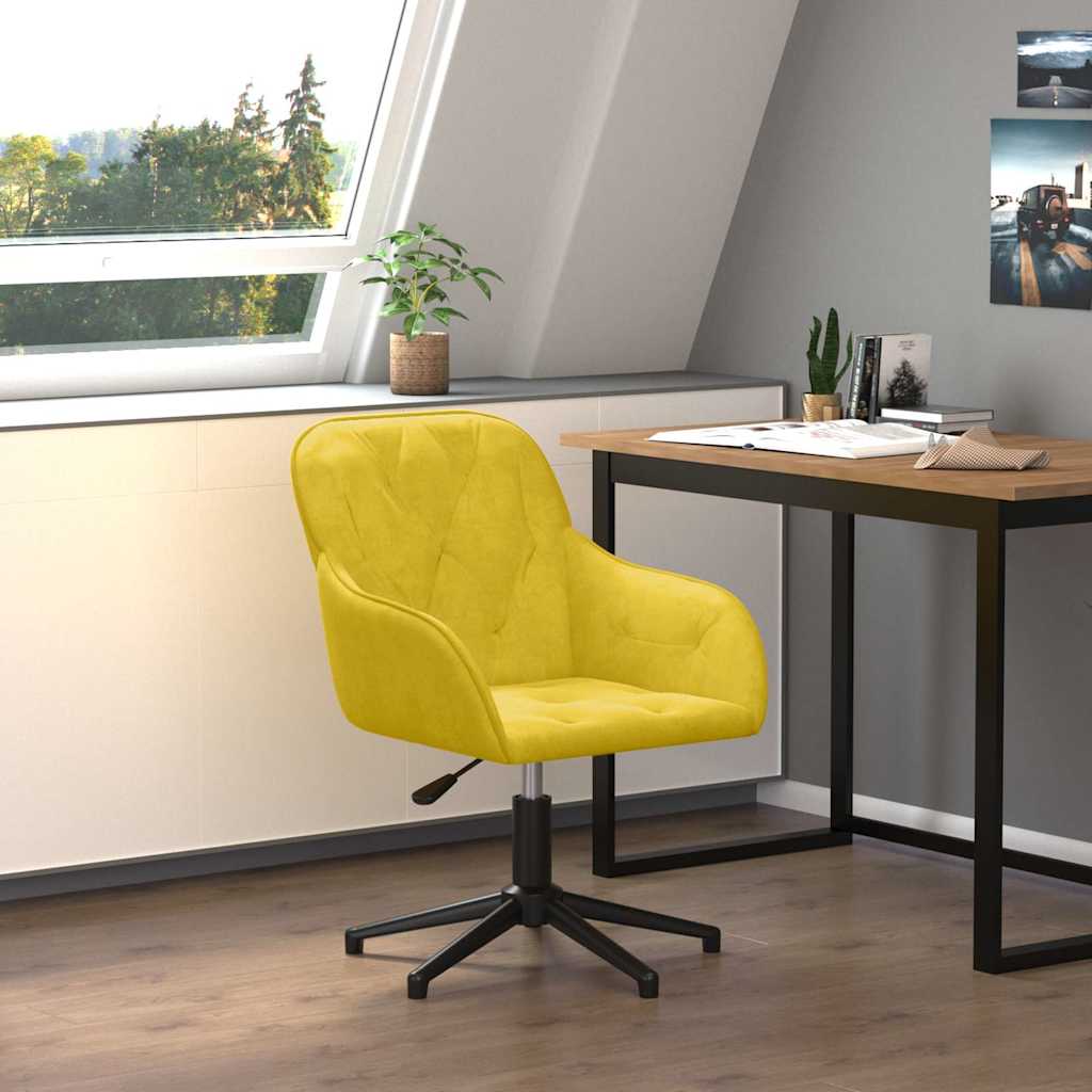 vidaXL Silla de oficina giratoria de terciopelo amarillo Amarillo