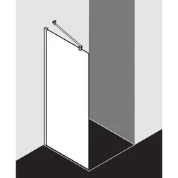 Kermi Mena Seitenwand mit Wandprofil METWP09020VAK 90 x 200 cm, silber hochglanz, ESG klar, auf Duschwanne