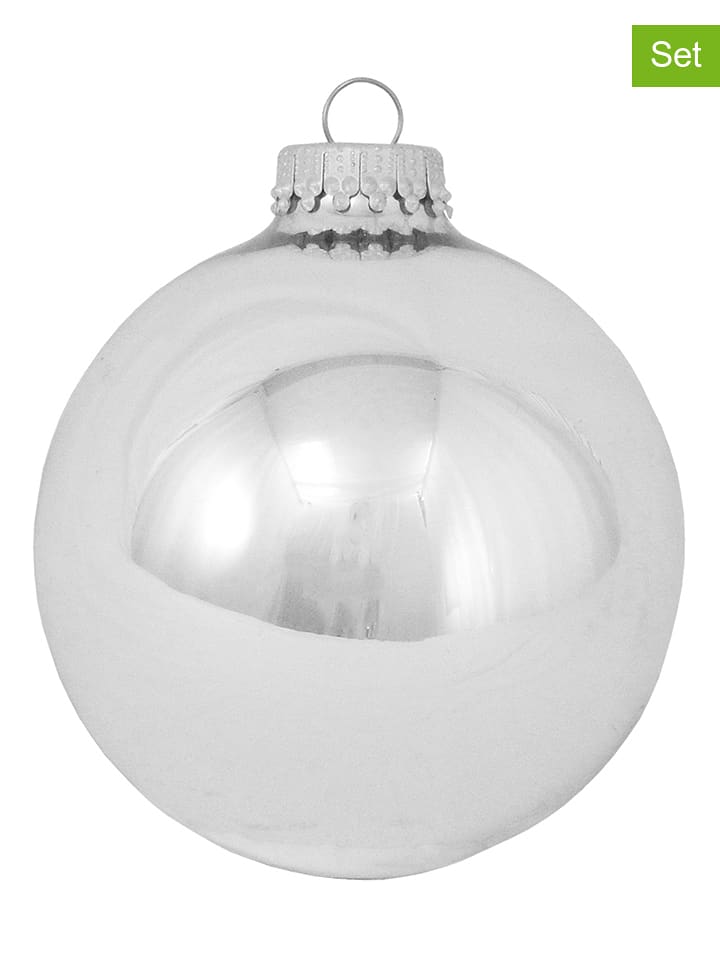 Krebs Glas Lauscha Christbaumkugeln in Silber - 4 Stück - onesize
