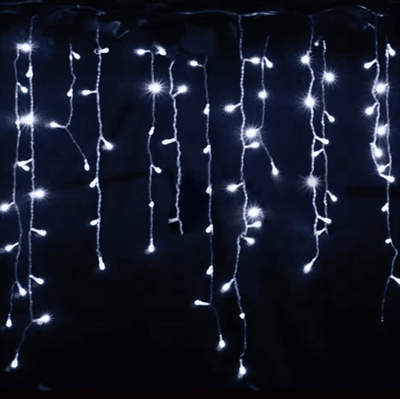 Inspire Curations Outdoor LED Icicle Curtain Lights For Christmas And New Year white Eu Plug steady On 4mx0.4 0.5 0.6m