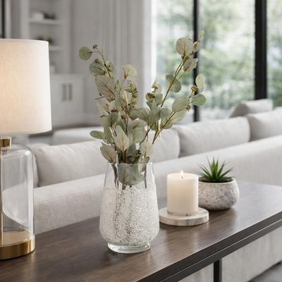 Sagebrook Home Decorative Vase - Clear Glass Crushed Dual Sugar, 10 in.