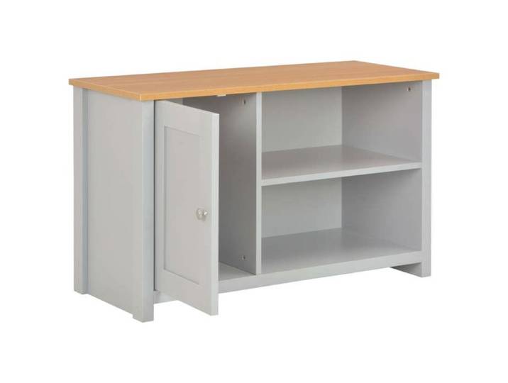 Meuble TV - Compartiment ouvert - Gris 95x39x58cm armoire multimédia/Buffet Salon Aspect Elegant* 1664097