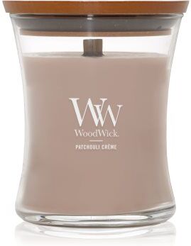 Woodwick Opulent Wood Patchouli Creme vela perfumada com pavio de madeira 275 g. Opulent Wood Patchouli Creme