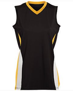 Augusta Sportswear 1355 Athletic Women's Tornado Jersey T-Shirt in Black/Gold/White size Small   Polyester