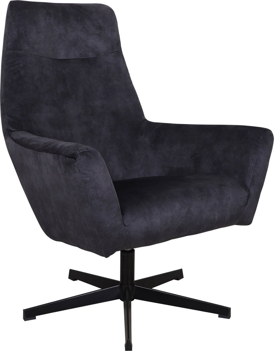 Bolt Edge Velvet Fauteuil Antraciet - Moderne Loungestoel met Hoofdkussen voor Volwassenen