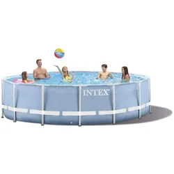 Intex Prism Frame Pool 457x122 mit Filterpumpe, Sicherheitsleiter, Abdeck- und Bodenplane