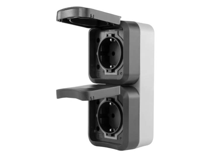 REV AquaStorm stopcontact voor vochtige ruimtes, 2-voudig, IP55, verticaal