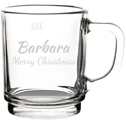 Gravur Glühweinglas Kaffeeglas 0,2l geeicht - Name horizontal 1 Stück