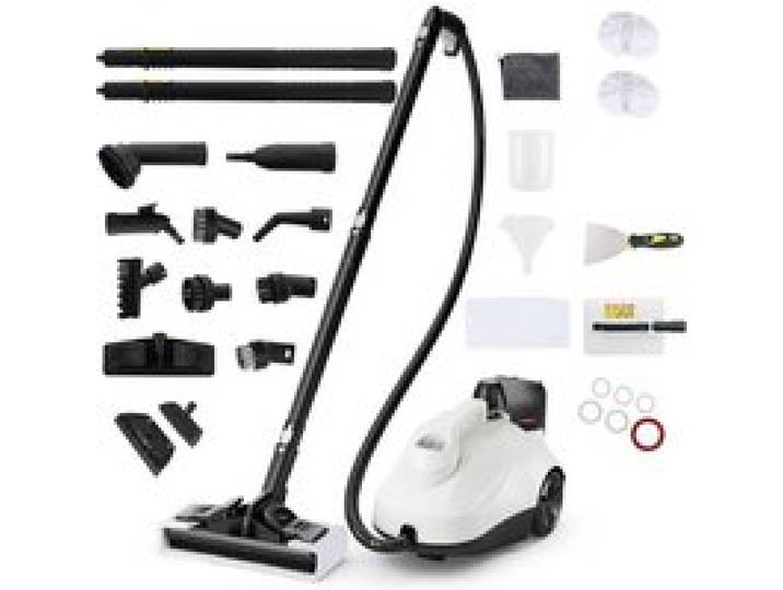 GOPLUS Nettoyeur Vapeur à Main 2000W-Pression 5 Bars 160°C-17 Accessoires Réservoir dEau 1 8L-Durée 35Min Blanc