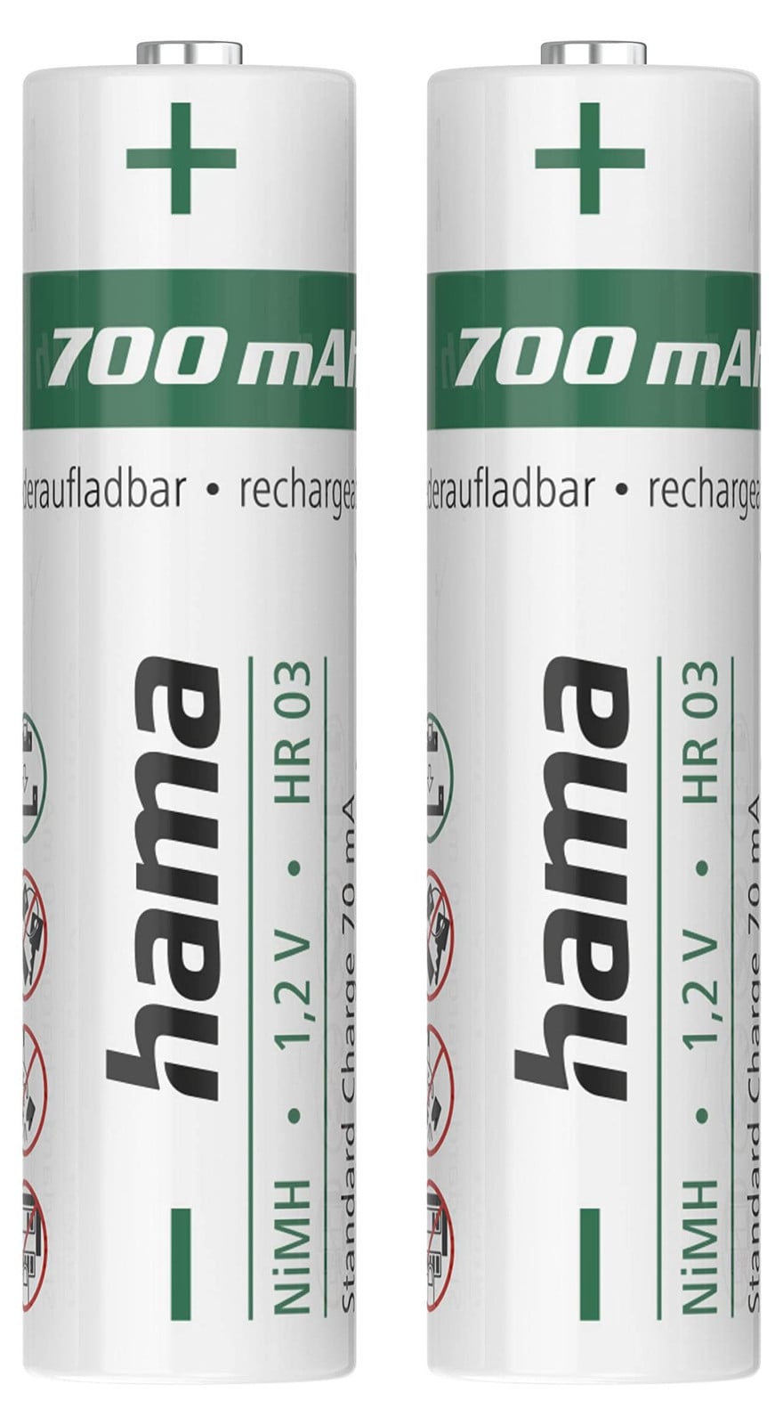 Hama Oplaadbare batterijen AAA NiMH 1,2 V 700 mAh, 2 stuks