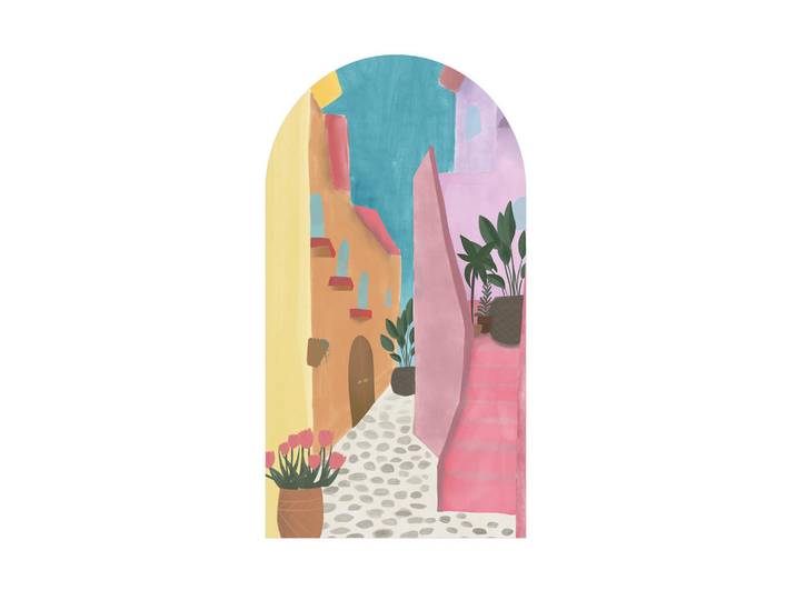 Art for the Home Leinwandbild Mediterrane Flüstern 100x54cm, Pink, Wellpappe, Abstrakt, Landschaft/Berg, Rechteckig, 54x1 cm, Bilder & Rahmen, Bilder, Leinwandbilder