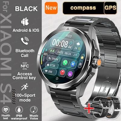 Inspired Living S4 Ultra Rugged GPS Smartwatch With AMOLED Display & Bluetooth Calling black Steel 2a