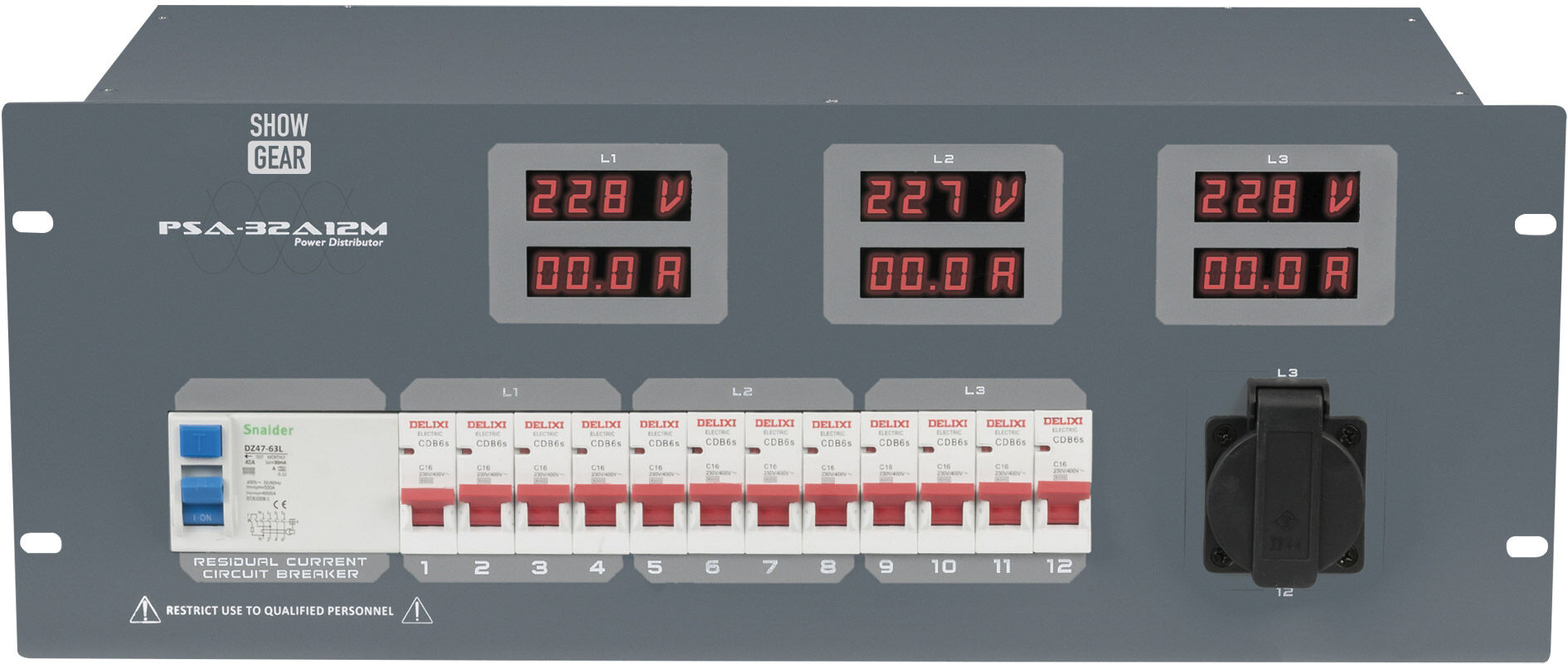 Showgear Psa-32a12m 12x Mcb – Schuko + Multipin-Ausgang