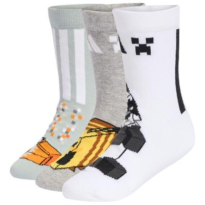 adidas - Kid's LK Minecraft 3-Pack - Multifunktionssocken 25-27 | EU 25-27 weiß/grau