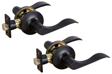 Design House Stratford Passage Door Lever, Matte Black, Zinc, 2-Pack