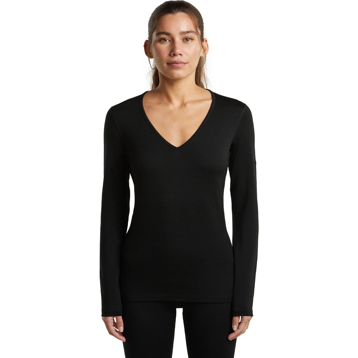 Icebreaker Women Mer 260 Tech Long Sleeve V Neck black (IB001) S 0A57JAIB001-S