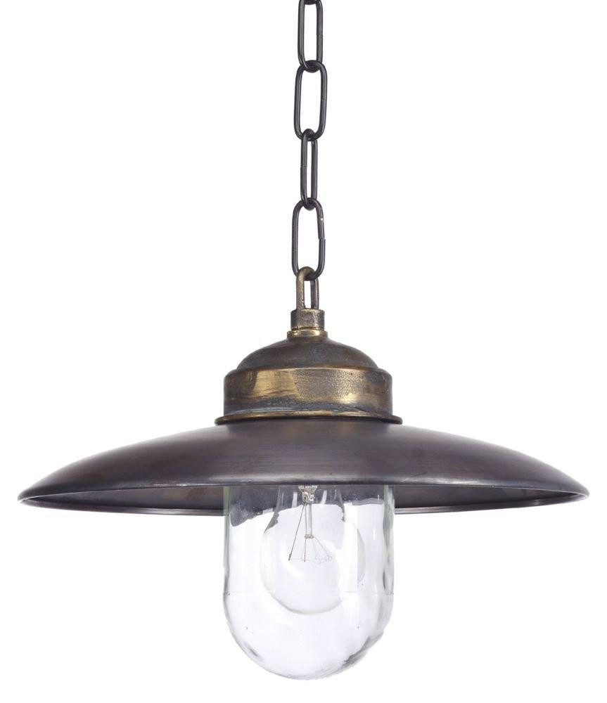 KS Verlichting Landelijke hanglamp Landes aan ketting in brons en grijs met glazen koepel