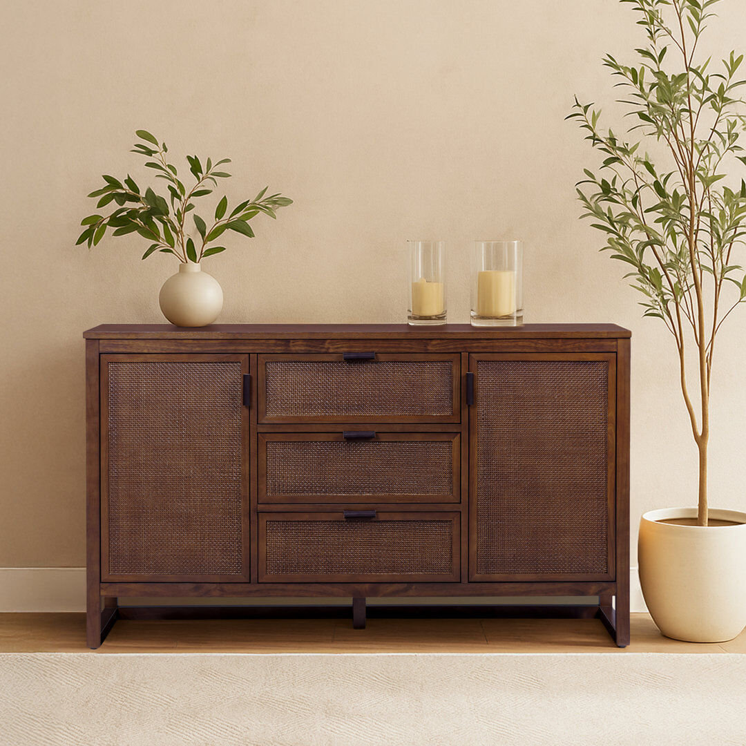 Teamson home 140cm Solid Wood Sideboard Walnut 82cm H X 140cm W X 45cm D