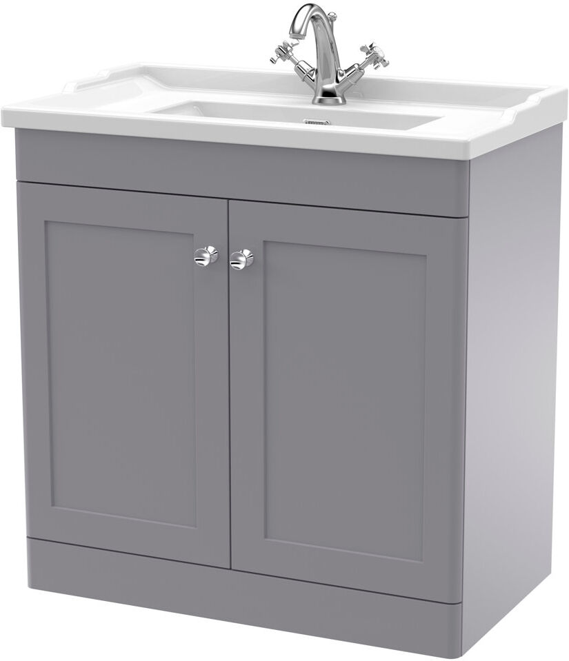 Nuie Classique 800mm Double Bathroom Vanity with Vanity Top Satin Grey 820mm W