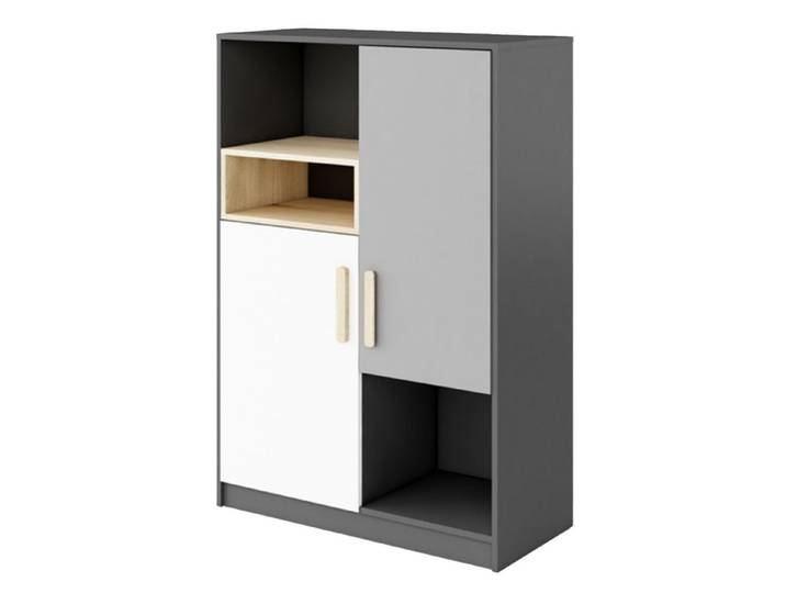 Beautysofa Hochkommode Pok (praktische Sideboard im modernes Stil, Holzkommode mit Drehtüren), Kommode 90 x 130 x 40 cm (B x H x L)