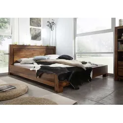 Bett Sheesham 160x200x90 braun lackiert METRO LIFE #136