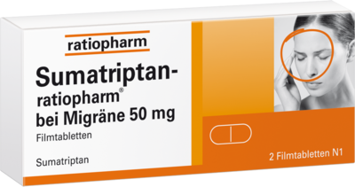 ratiopharm GmbH SUMATRIPTAN-ratiopharm bei Migräne 50 mg Filmtabl. 2 St 16529843