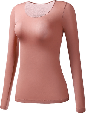 Inspired Finds Women's Thermal Long Sleeve T Shirt Lightweight Winter Bottoming Shirt For Cold Weather Layering bean Paste xl