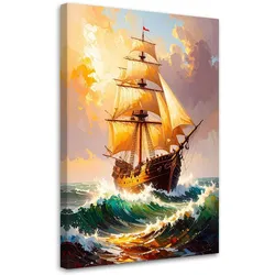LEINWANDBILD Segelschiff auf rauer See 40x60cm