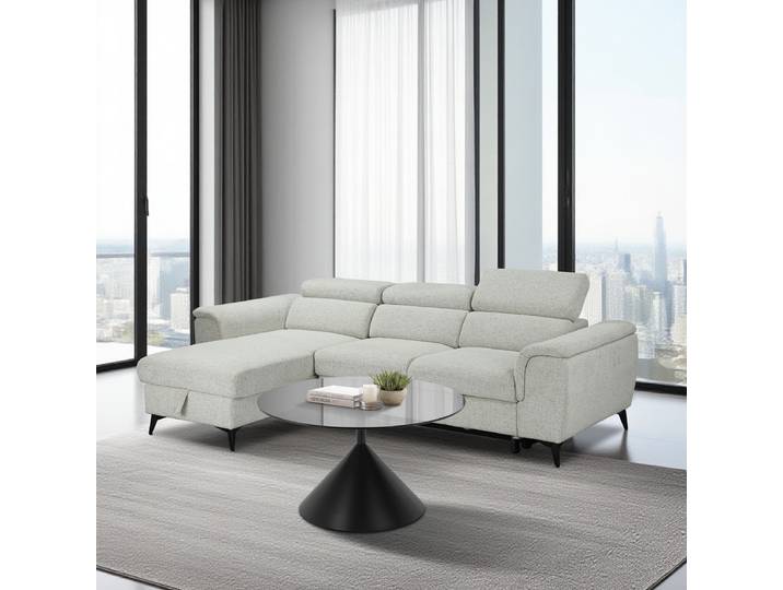 Table basse ronde Campton Ø 80cm Gris/Noir