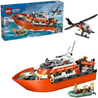 60504 City Rettungsboot der Küstenwache mit Hubschrauber, Konstruktionsspielzeug