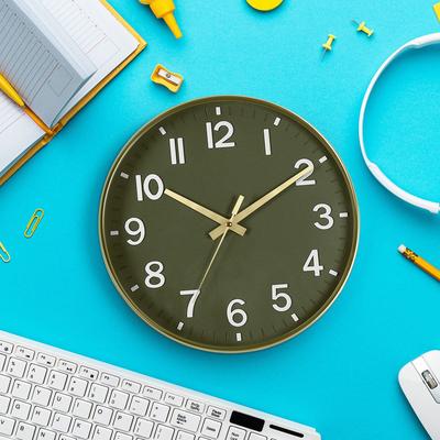 Value Selection Olive Green 12 Inch Silent Wall Clock With Gold Frame Olive Green 12 Inch Silent Wall Clock With Gold Frame