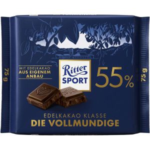 Ritter-Sport Tafelschokolade Edelkakao Klasse Die Vollmundige, 55% Kakaogehalt, 75 g