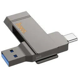 Hoco Memory cards pendrive USB A + USB C UD15 64GB USB3.2 (64 GB, USB-A, USB-C), USB Stick, Silber