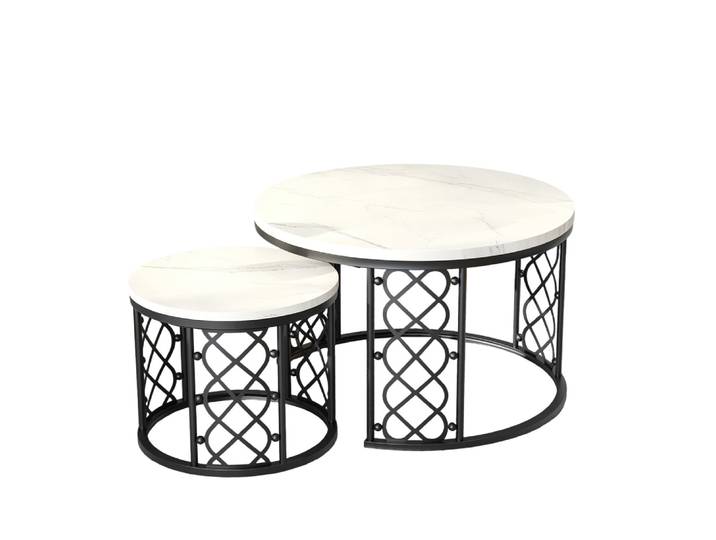Lot de 2 tables basses gigognes effet marbre