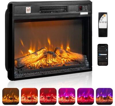 1400W Wall Recessed Fireplace Heater with WiFi Function(18inch/23inch/26inch)