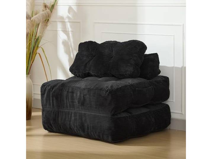 GarveeHome 3-in-1 Faltbares Schlafsofa für Wohnzimmer – Bequemer Bodensessel als Einzelbett, umwandelbarer Lounger mit Rückenlehne & Kissen, platzsparend, ideal als Gästebett oder Relaxsessel