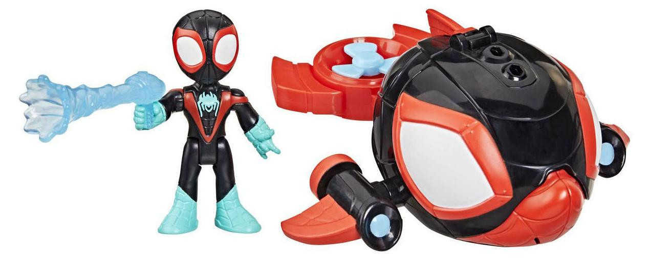 Hasbro Marvel Spidey and His Amazing Friends Spidey Miles Morales Water-Web Dolphin Action Figure en Voertuig