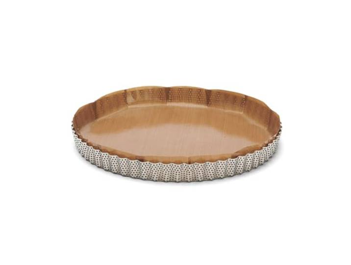 DE BUYER - Moule à tarte à fond amovible en inox perforé - Diamètre 28 cm (2 feuilles de cuisson inclues)