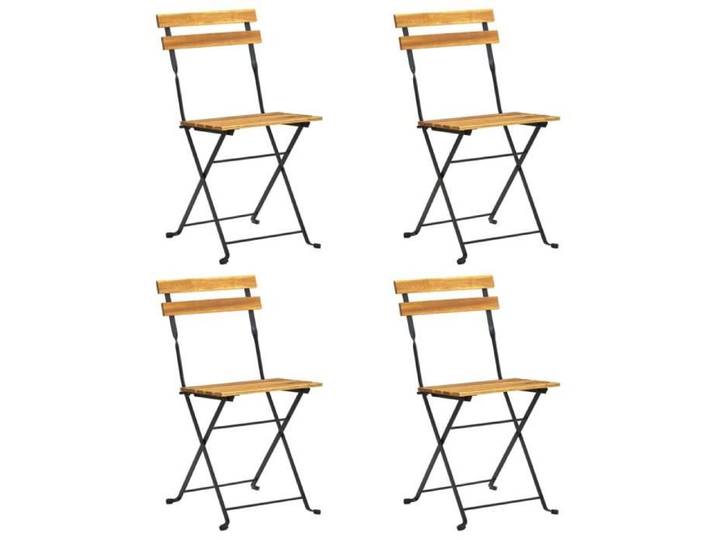 Chaises de bistro pliables - Bois d'acacia massif - 4 pcs - Stable - Durable - Design unique