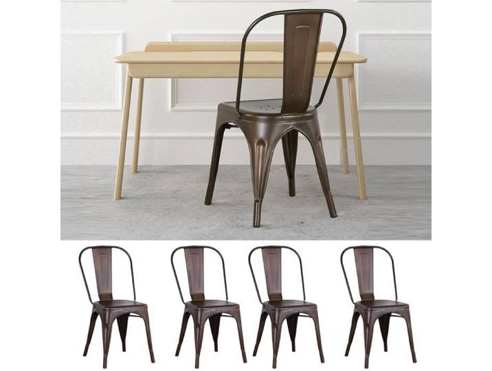 Lot de 4 chaises en métal style industriel - JEOBEST - Couleur rouillé